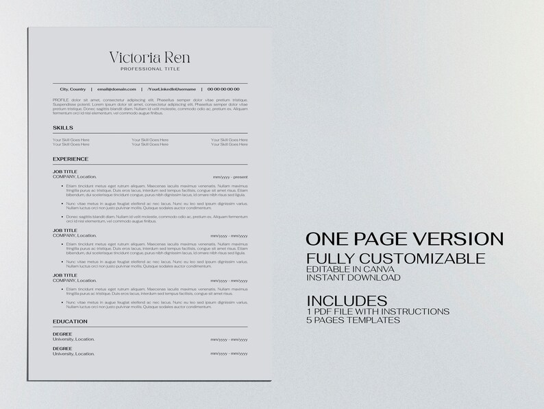 ATS Friendly Resume Template Canva ATS Compatible Resume Professional 