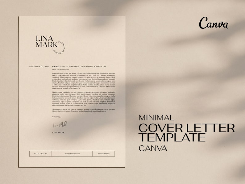 Cover Letter Template Canva Template Cover Letter Etsy Canada