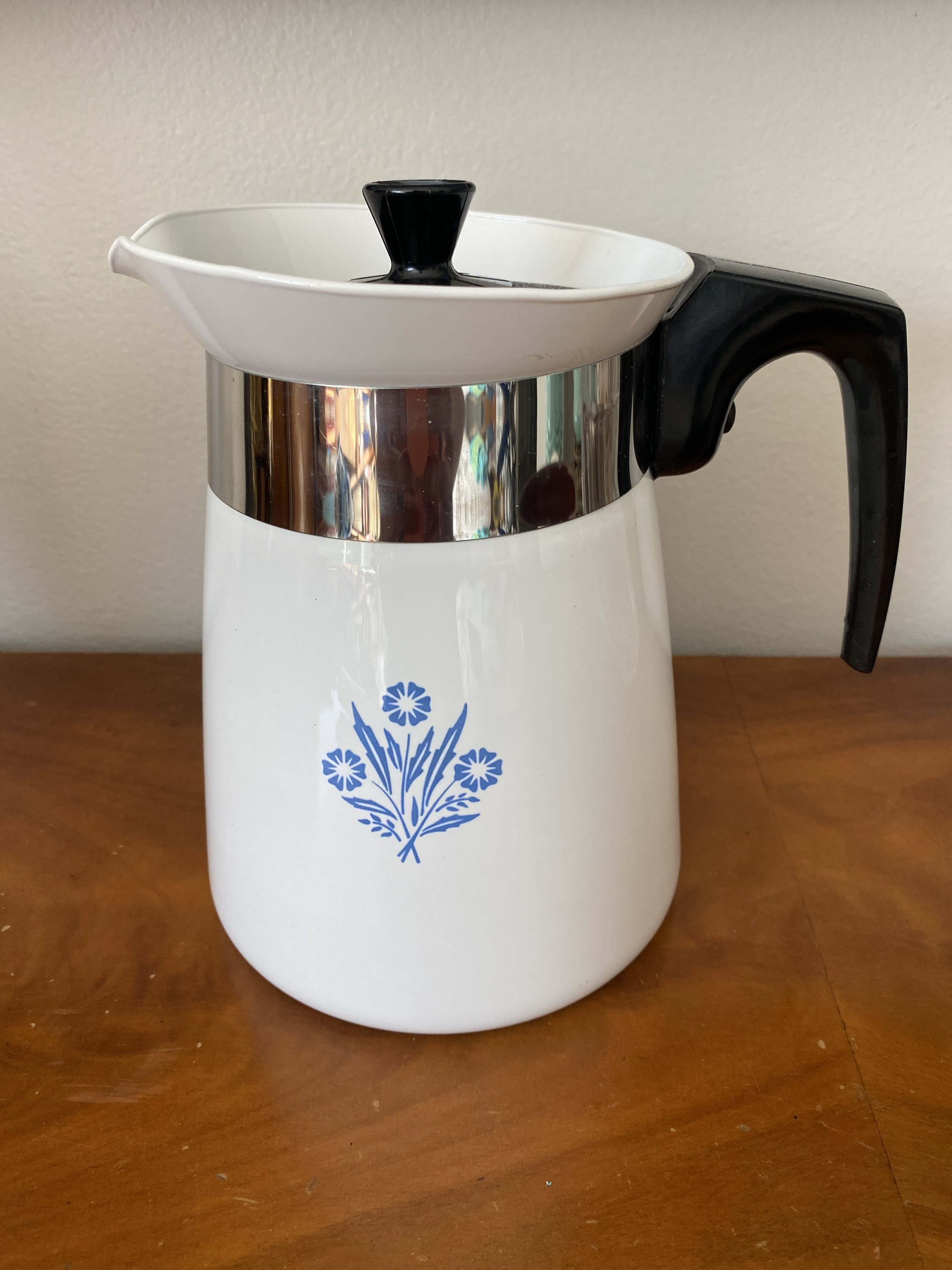 Vintage Corning Ware Cornflower Blue Stovetop Percolator Coffee Pot