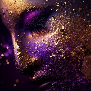 DIGITAL AI ART Sleep Dreams of Purple & Gold Home Decor