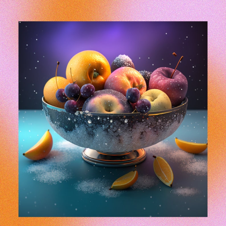 DIGITAL AI ART Printable Fruit Bowl Glazed With Love Home/wall Decor Etsy