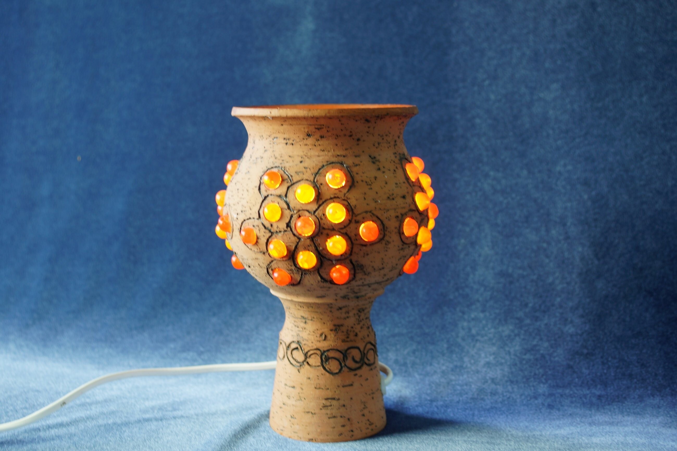 Vintage Swedish Clay Ceramic Table Lamp Night Light Handmade Etsy