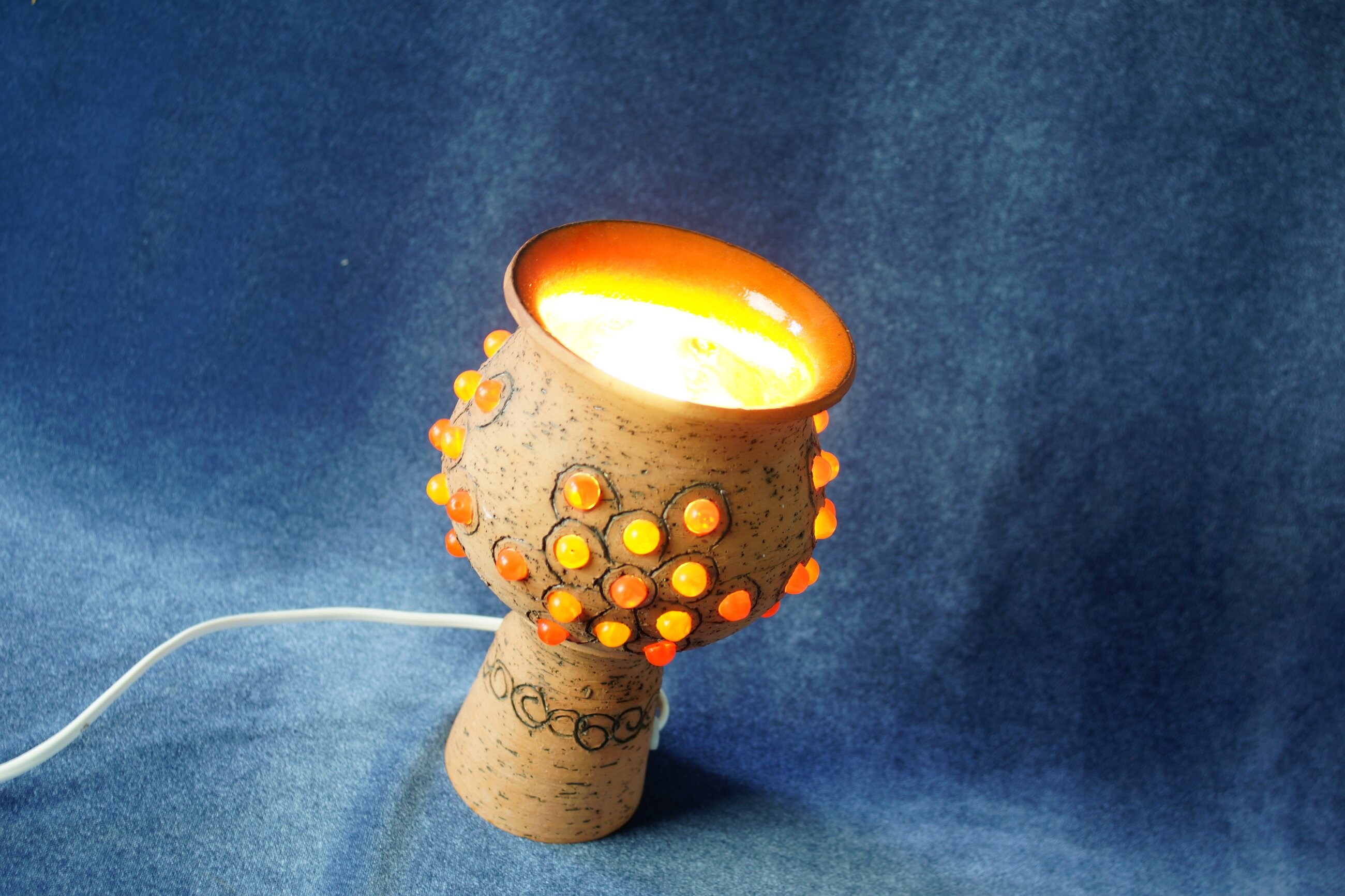 Vintage Swedish Clay Ceramic Table Lamp Night Light Handmade Etsy