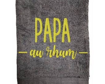 Grande serviette de bain brodée/personnalisée pour cadeau à papa/"Papa au Rhum"/idée cadeau