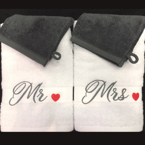 Serviettes de toilette « Mr & Mrs », Serviettes de douche