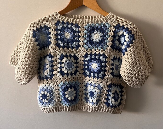 Trinity Crochet Sweater - Blue/White main image 1