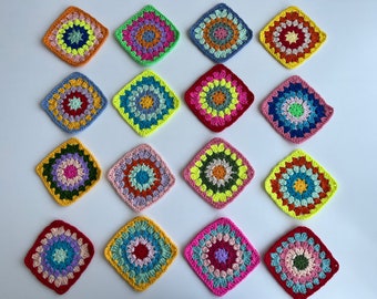 Handmade Crochet Granny Squares, Crochet Square Kit, Granny Square Kit, Afghan Crochet, Crochet Squares