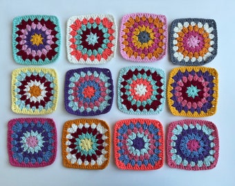 1 piece | Handmade Crochet Square Kit, Crochet Granny Square, Colorful Squares, Crochet Cardigan, Granny Square Cardigan, Granny Square Kit