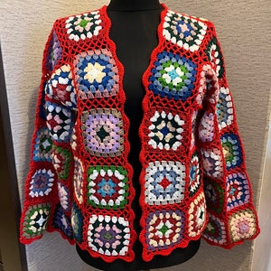 READY TO SHIP | Handmade Crochet Red Cardigan, Red Crochet Cardigan, Winter Cardigan