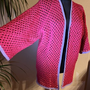 Pink Colorful Handmade Crochet cardigan, pink handmade crochet sweater cardigan,afghan crochet, granny square cardigan, crochet cardigan