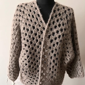 Handmade Blue Crochet Cardigan, chunky cardigan, blue winter cardigan, afghan crochet, hand knit blue winter cardigan, gift