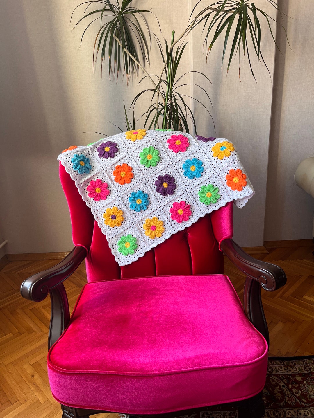 Handmade Crocheted Blanket,crochet Blanket, Granny Square,crochet