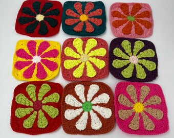 10 pieces | Handmade Crochet Square Kit, Crochet Granny Square, Colorful Squares, Crochet Cardigan, Granny Square Cardigan,Granny Square Kit