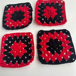 10 pieces | Handmade Crochet Granny Square, Crochet Square, Hand knit Square, Colorful Crochet Squares, Black Crochet Kit, Granny Square Kit