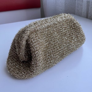 Handmade Gold Crochet Shoulder Bag, Women’s Purse, gift for her, gold evening Bag for women, gold wedding bags