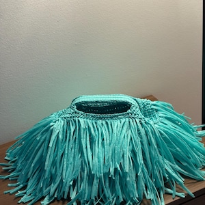 Handvirkad Raffia Fringe Clutch – Boho Chic Sommar Aftonväska – Finns i olika färger – grön