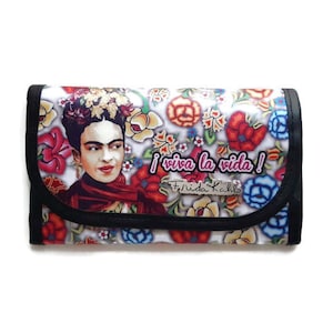 Brieftasche mit Frida-Motiv, mit Fächern für Geldscheine, Münzen und Kreditkarten