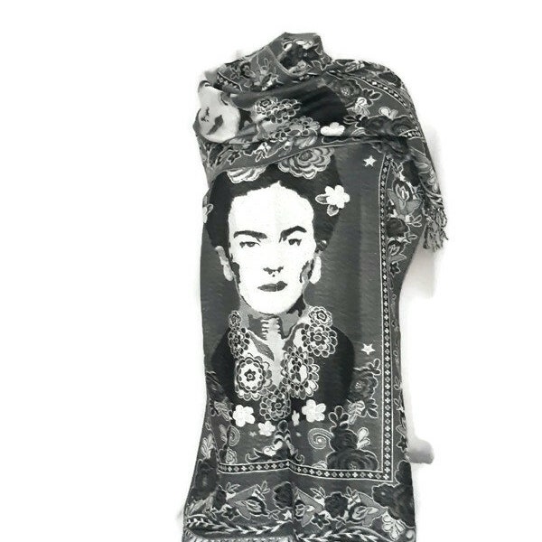 Doppelseitiger  Schal Pashmina  Rebozo mit Frida Design