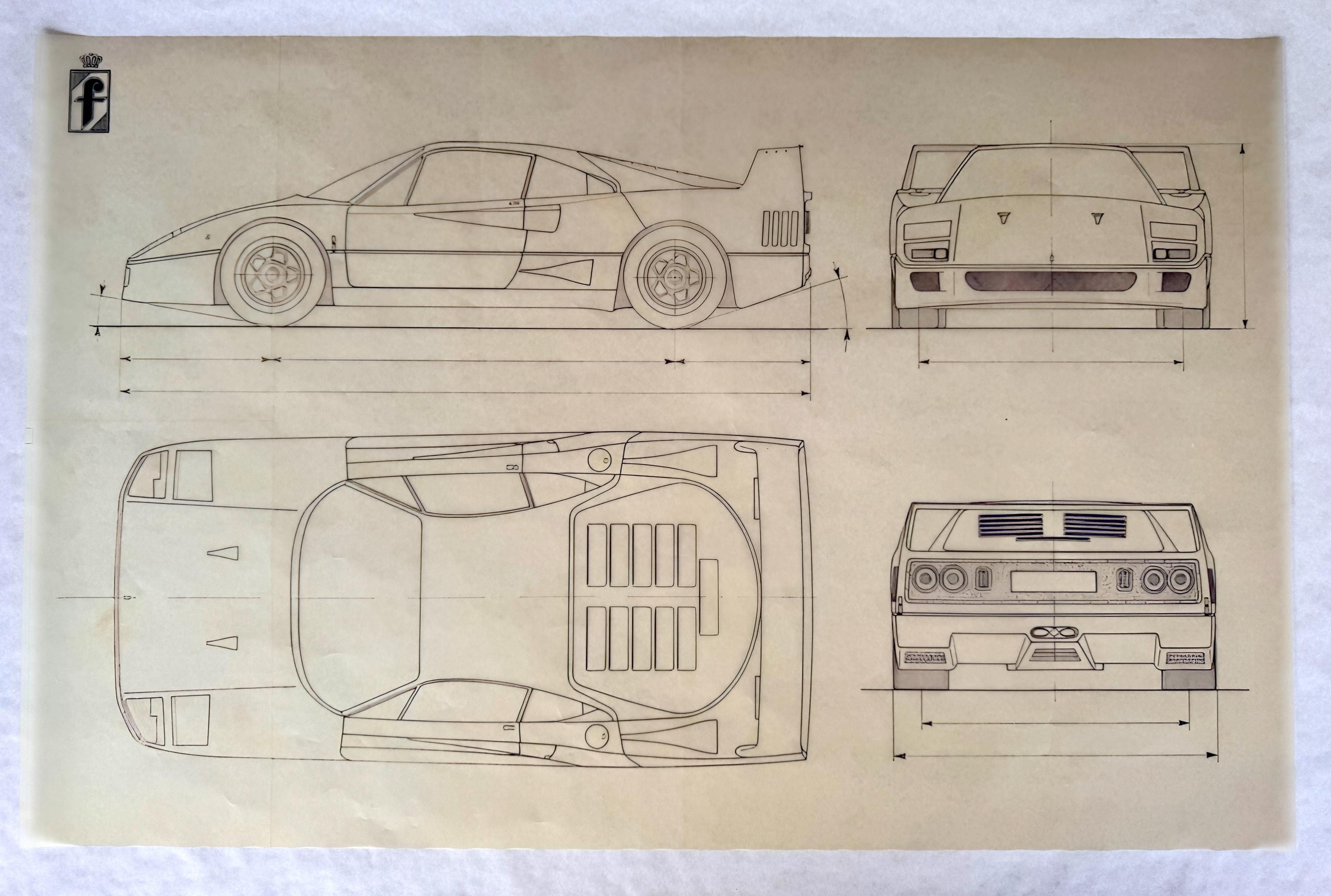 オリジナルのフェラーリ F40 の設計図 - Etsy 日本