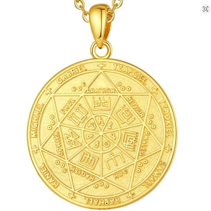 925 Sterling Silber Sieben Erzengel Medaille Amulett Halskette für Mann Frauen 18k vergoldet Magic Circle Anhänger Schmuck spirituelles Geschenk