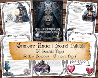 GRIMOIRE. Ancient Secrets Rituals, Cabalistic Magick, Beautiful Pages for your Book Of Shadows or Grimoire, Instant Download, Digital Files