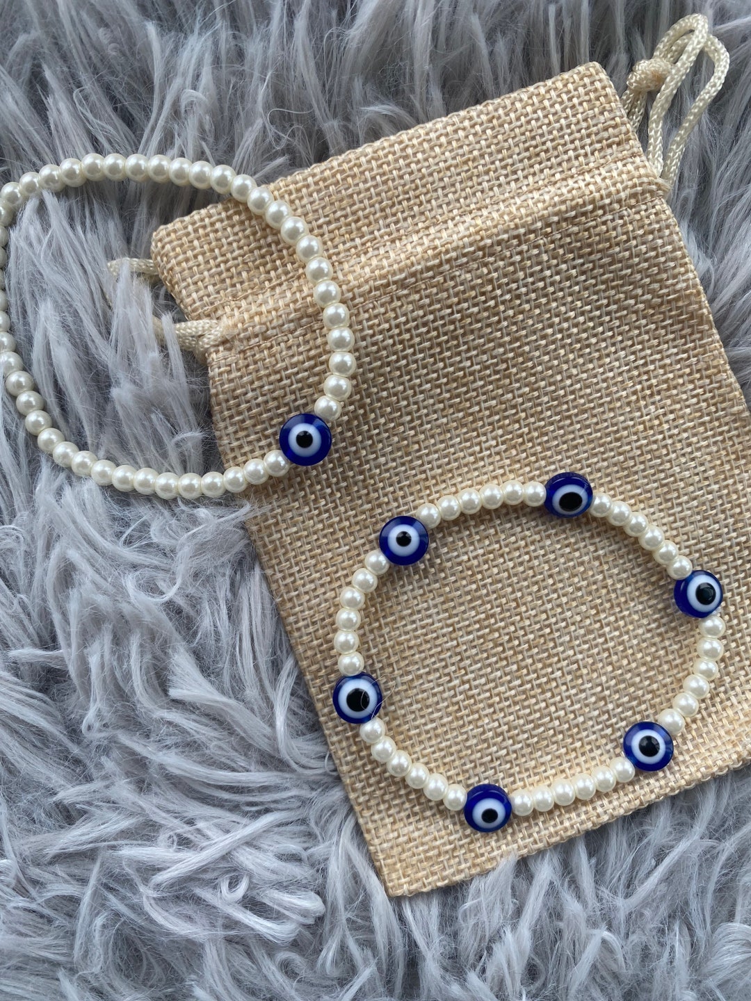 Evil Eye Pearl Bracelet Greek Evil Eye Jewellery Protection Bracelet