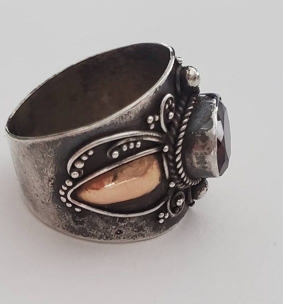 Antique Victorian Sterling, Copper and Garnet Wom… - image 3