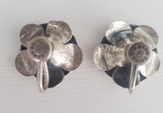 Vintage Beau Sterling Silver Flower Earrings - image 4