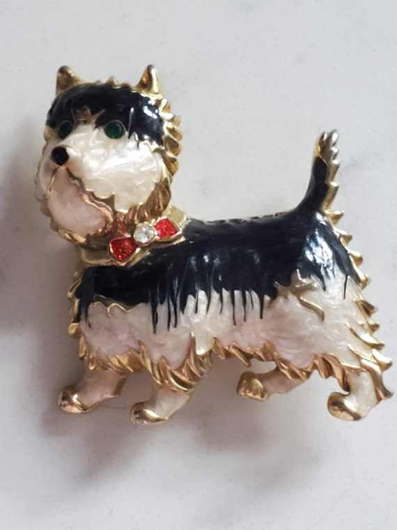 Vintage Dog Brooch, 1960's Mamselle Dog Brooch, Pin, … Gem
