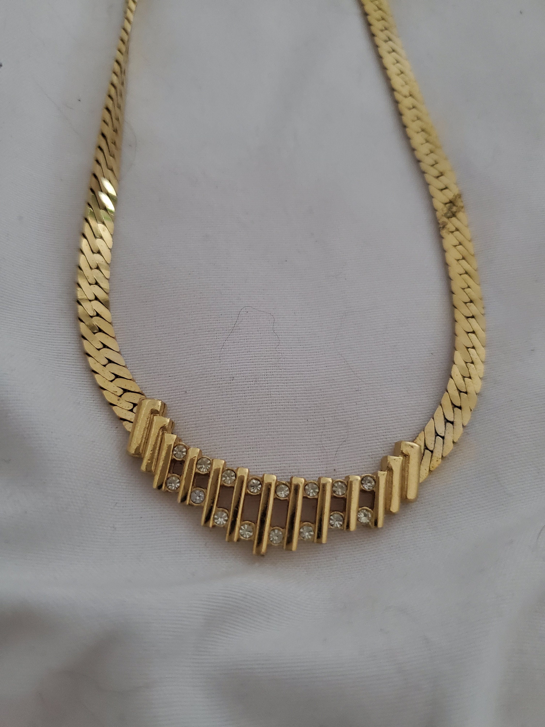 Vintage 1980s Citation Gold and Rhinestone Necklace - Etsy
