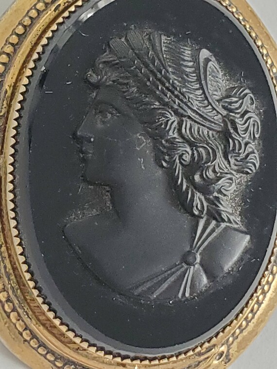 Antique 1800s Victorian Black Carved Cameo Silhou… - image 5