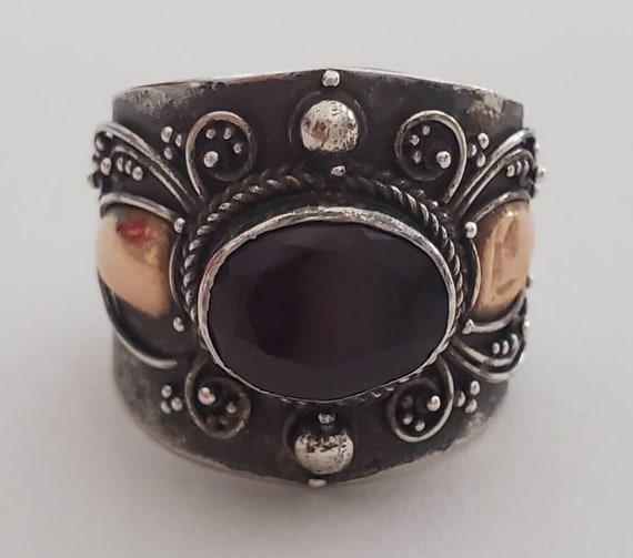 Antique Victorian Sterling, Copper and Garnet Wom… - image 1