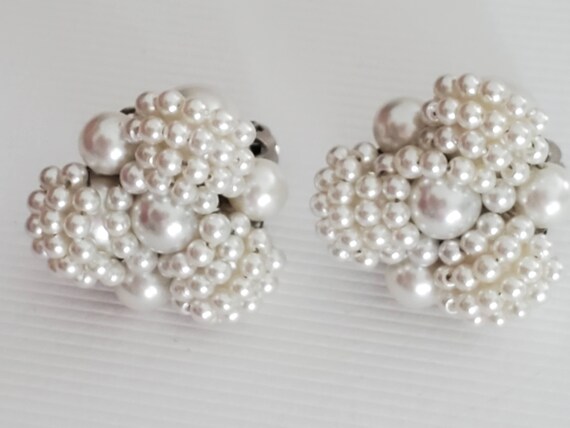 Vintage 1950s Japan Faux Pearl MCM Earrings - image 1