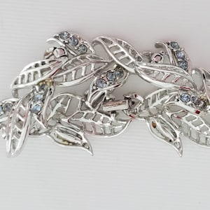 Vintage Signed Coro Silvertone & Light Blue Rhinestone Bracelet