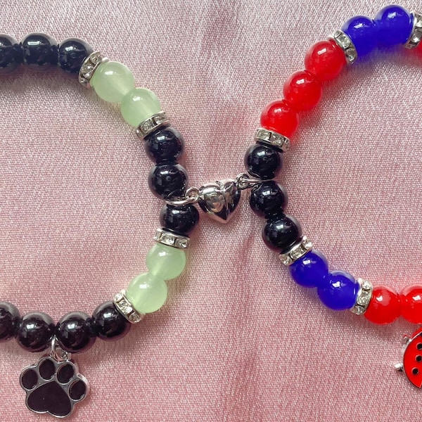 Miraculous Ladybug - Cat Noir inspired bracelets - bracelet - cosplay - friendship bracelets - Magnetic Couple Bracelets - Gift for Her