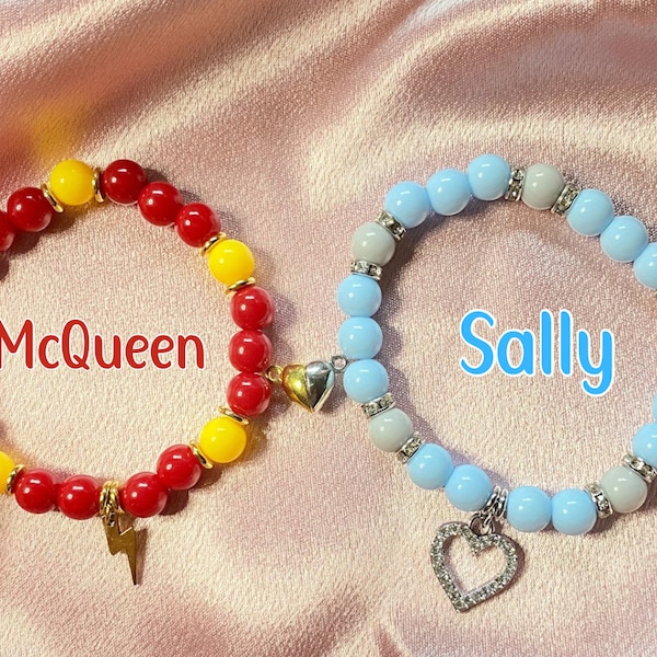 Lightning McQueen und Sally Cars- Armbänder Couple Bracelets Cars Character Bracelets - Customizable - Magnetic Bracelet