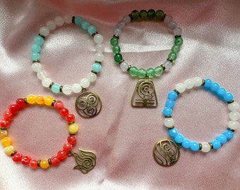 ATLA inspired Bracelets Elastisches Charm Armband - Water Tribe - Air Nomade - Fire Nation - Earth Kingdom