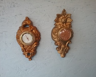 Vintage Kaiser German Wall Clock & Swedish Thermometer Set