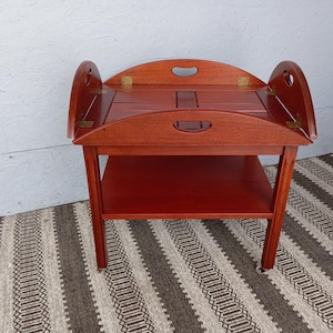 Møbelfabrikken Trekanten-Hestbæk A/S Danish wheeled table with tray, serving trolley, side table on wheels, luxury living room or bar decor