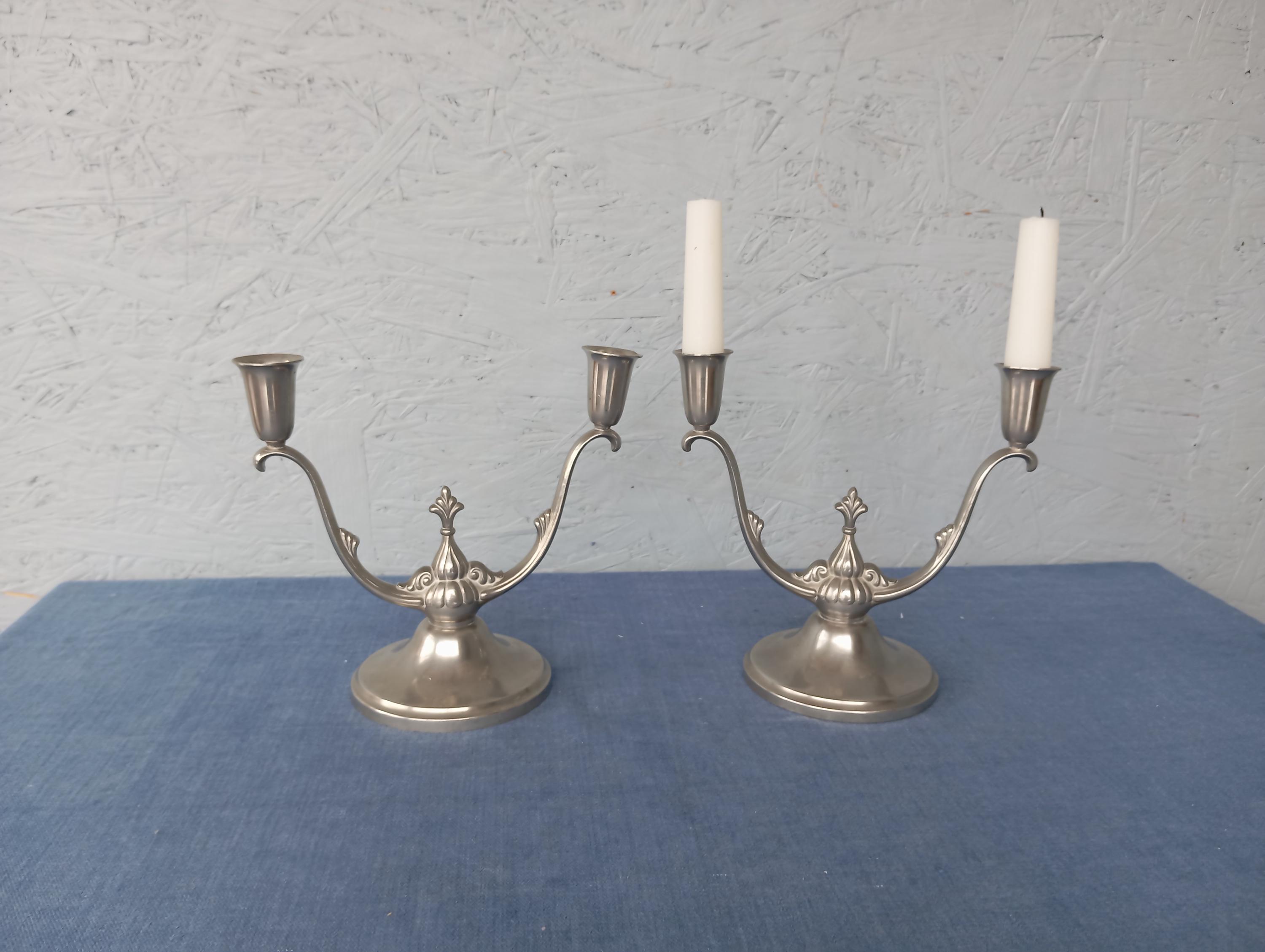 Antique Pewter Candlesticks: Signed Edlunds, Stockholm 1933