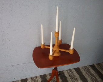 Swedish wooden candle holder, vintage Sweden,turned wood table candlestick, candle holder for 5 candles, handmade, Scandinavian candlestick