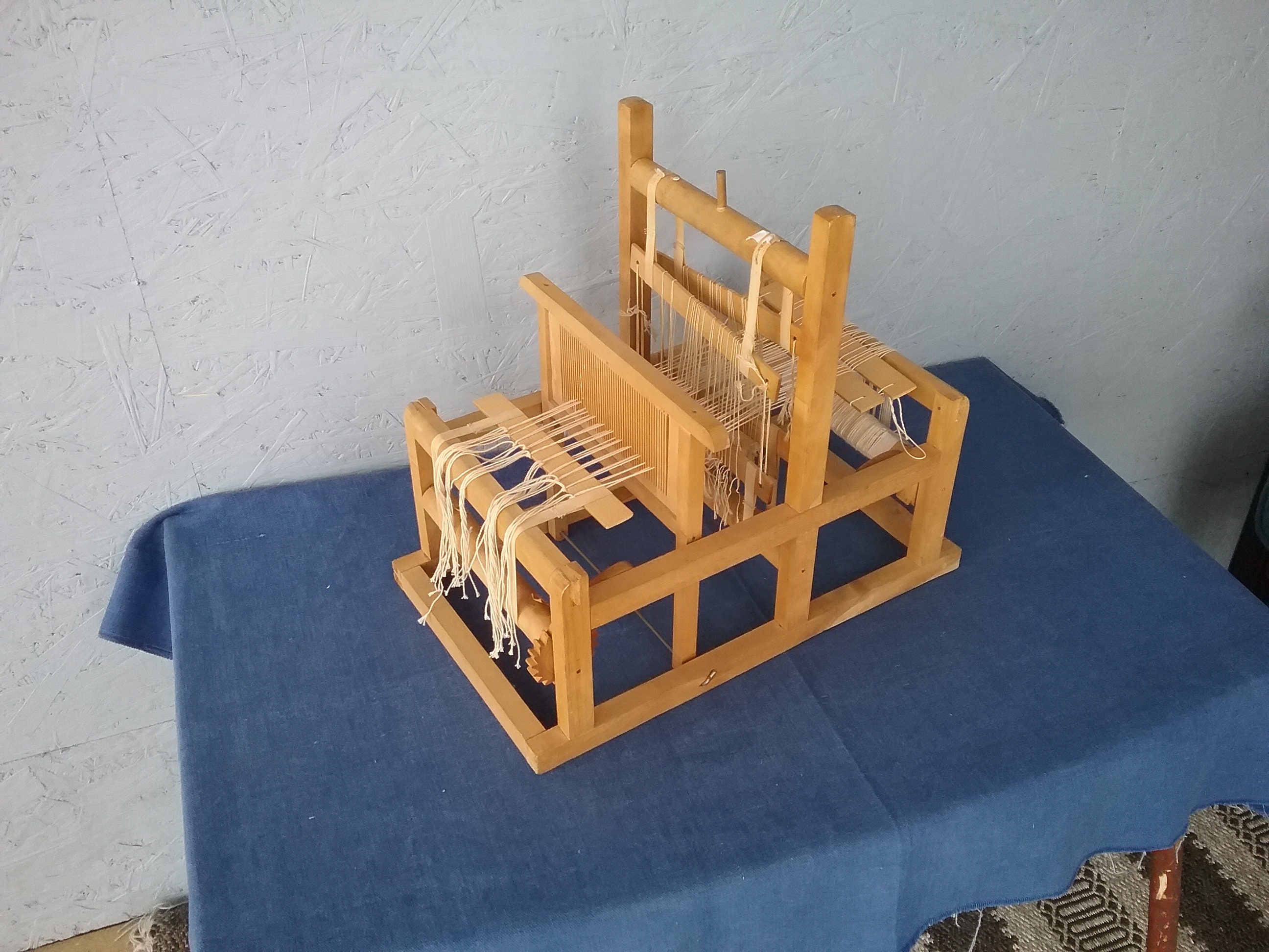 Scandinavian Vintage Wooden Weaving Loom, Table Weaving Loom, Children
