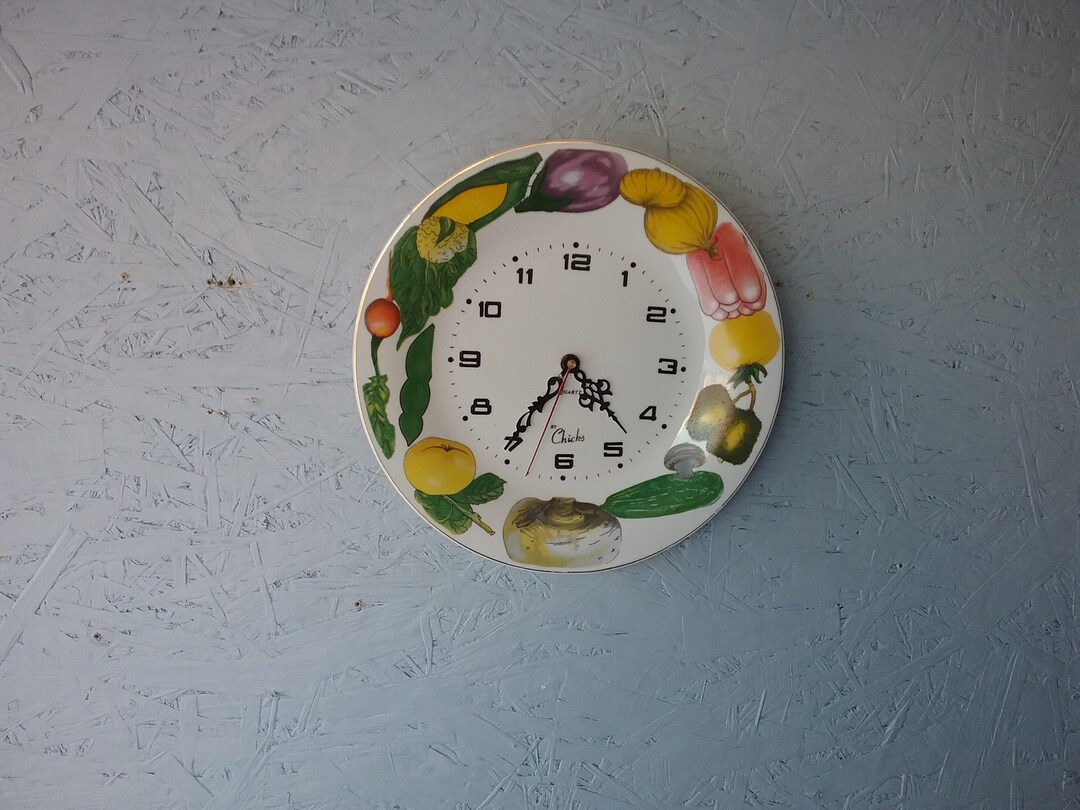 Vintage Kitchen Clock Ceramic Clock Wall Clock Quartz Etsy
