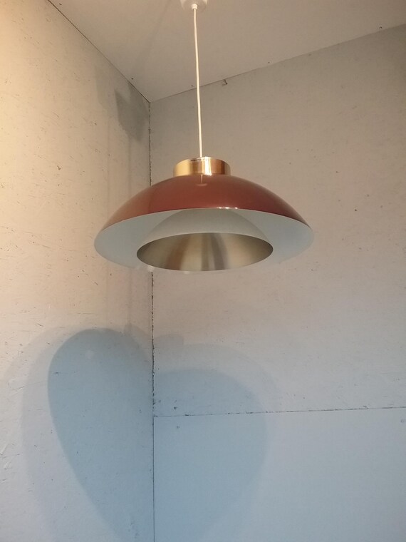 Vintage Swedish Pendant Lamp by Carl Thore, 70s, Aluminum Vintage Swedish Pendant Lamp by Carl Thore, 70s, Aluminum