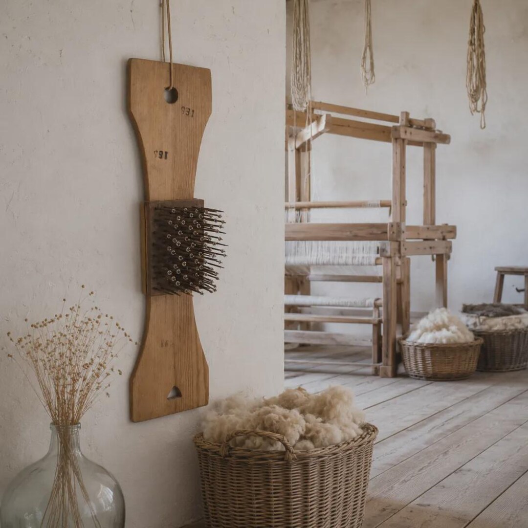 Antique Scandinavian Linen Comb: Wool Carder, Rustic Decor, Signed IES ...