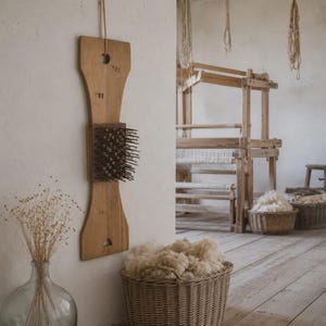 Antique Scandinavian Linen Comb: Wool Carder, Rustic Decor, Signed IES