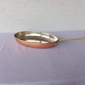 Vintage Copper Fish Pan with Brass Handle: 1970s Kitchenware