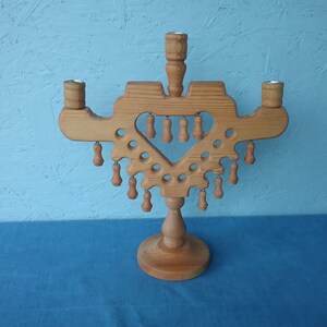 Handmade Swedish candlestick, vintage wooden candlestick, table candlestick