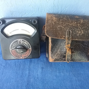 Siemens&Halske multimeter,multimeter 1950,ebonite multimeter,portable ammeter and voltmeter with bag,V/A multimeter