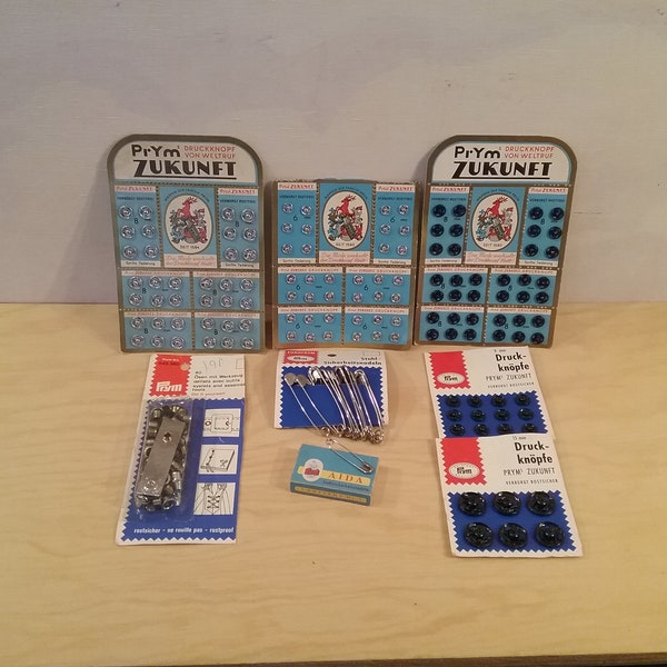 Prym Snaps - Sew On Snaps/Vintage Snap Buttons/Pryms Vintage Safety Pins/Accessories for Crafts and Sewing